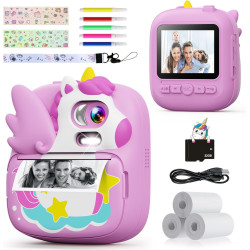 Appareil Photo Instantané Enfants, CAMCLID 2,4" Écran Appareil Photo Numérique Enfant avec Carte TF 32GB et Papier Photo Imprimé