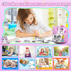 Appareil Photo Instantané Enfants, CAMCLID 2,4" Écran Appareil Photo Numérique Enfant avec Carte TF 32GB et Papier Photo Imprimé