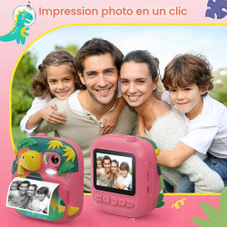 CAMCLID Appareil Photo Instantané Enfants, 12MP/1080P Appareils Photo Numérique Enfants avec Carte 32G et 3 Rouleaux de Papier, 