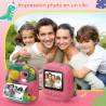 CAMCLID Appareil Photo Instantané Enfants, 12MP/1080P Appareils Photo Numérique Enfants avec Carte 32G et 3 Rouleaux de Papier, 