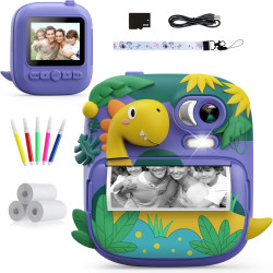 CAMCLID Appareil Photo Instantané Enfants, 12MP/1080P Appareils Photo Numérique Enfants avec Carte 32G et 3 Rouleaux de Papier, 