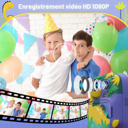 CAMCLID Appareil Photo Instantané Enfants, 12MP/1080P Appareils Photo Numérique Enfants avec Carte 32G et 3 Rouleaux de Papier, 