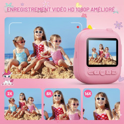 Appareil Photo Instantané Enfants, CAMCLID 2,4" Écran Appareil Photo Numérique Enfant avec Carte TF 32GB et Papier Photo Imprimé