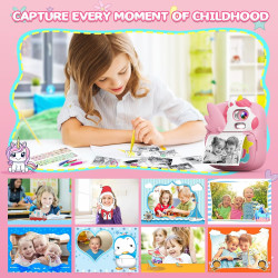 Appareil Photo Instantané Enfants, CAMCLID 2,4" Écran Appareil Photo Numérique Enfant avec Carte TF 32GB et Papier Photo Imprimé