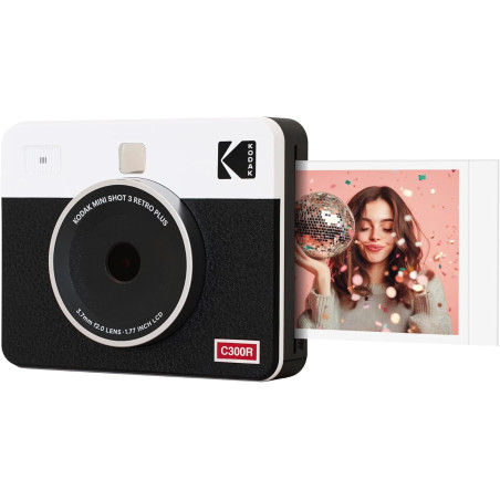 KODAK Mini Shot 3 Retro 4PASS 2-in-1 Appareil Photo Instantané and Imprimante Photo Portable (7,6x7,6cm) + 8 Feuilles, Jaune