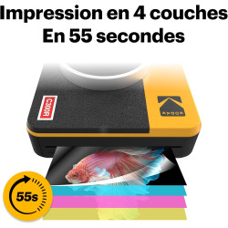 KODAK Mini Shot 3 Retro 4PASS 2-in-1 Appareil Photo Instantané and Imprimante Photo Portable (7,6x7,6cm) + 8 Feuilles, Jaune