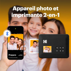 KODAK Mini Shot 3 Retro 4PASS 2-in-1 Appareil Photo Instantané and Imprimante Photo Portable (7,6x7,6cm) + 8 Feuilles, Jaune