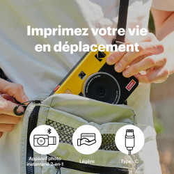 KODAK Mini Shot 3 Retro 4PASS 2-in-1 Appareil Photo Instantané and Imprimante Photo Portable (7,6x7,6cm) + 8 Feuilles, Jaune