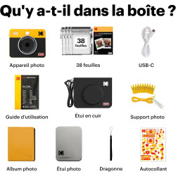 KODAK Mini Shot 3 Retro Cadeau Noel 4PASS 2-in-1 Appareil Photo Instantané et Imprimante Photo Portable (7,6x7,6cm) + Paquet Cad