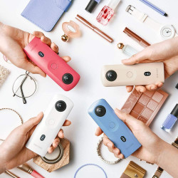 Ricoh theta sc2 beige camera 360° vidéo 4k avec stabilisation haute résolution d'image transfert de données haute vitesse captur