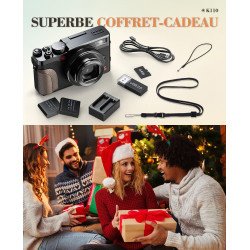 NBD Appareil Photo Numérique 5K 64MP avec Autofocus, Zoom Numérique 18x, Écran IPS 3" Orientable 180°, Design Rétro Élégant, Car