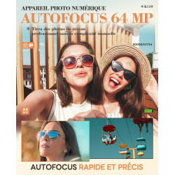 NBD Appareil Photo Numérique 5K 64MP avec Autofocus, Zoom Numérique 18x, Écran IPS 3" Orientable 180°, Design Rétro Élégant, Car