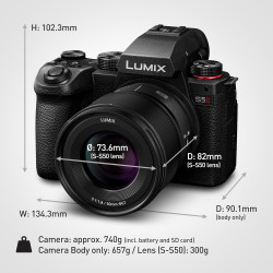 Panasonic Lumix S5M2 - Appareil Photo Hybride Plein Format + Objectif Lumix S 50mm F1.8 (24MP, AF Phase, Double Stabilisation, V