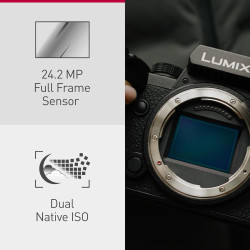Panasonic DC-S5M2N-PACK LUMIX S5M2E Appareil Photo Plein Format 24,2Mpx, Enregistrement Open Gate, Phase Hybrid AF, Active I.S.,