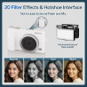 Appareil Photo Numérique 4K, Appareil Photo Compact 48MP 16X Digital Zoom à Écran Rabattable à 180° Avec Autofocus, Flash, Stati