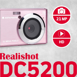 AgfaPhoto Realishot DC5200 - Appareil Photo Compact, 21MP, Ecran LCD 2,4", Zoom Digital 8X, Vidéo HD 720p, Batterie Lithium, Car
