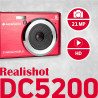 AgfaPhoto Realishot DC5200 - Appareil Photo Compact, 21MP, Ecran LCD 2,4", Zoom Digital 8X, Vidéo HD 720p, Batterie Lithium, Car