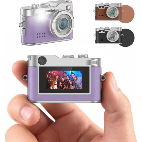 Mini Appareil Photo Numérique Violet, Rollei Petit Caméra Digitale Vintage 1080P FHD avec 0,96" Écran Couleur 2MP Digital Camera