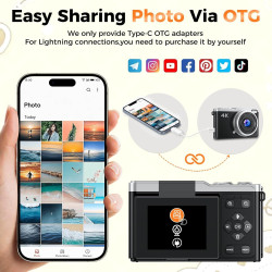 Appareil Photo Numérique 4K Digital - Maxmango 64MP Appareils Numérique avec Écran Rabattable 180° - 2.4" Camera pour Vlog avec 