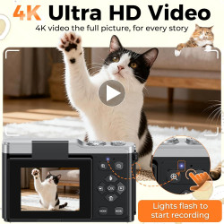 Appareil Photo Numérique 4K Digital - Maxmango 64MP Appareils Numérique avec Écran Rabattable 180° - 2.4" Camera pour Vlog avec 