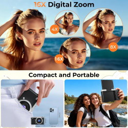 Appareil Photo Numérique 4K Digital - Maxmango 64MP Appareils Numérique avec Écran Rabattable 180° - 2.4" Camera pour Vlog avec 