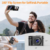 Appareil Photo Numérique, 4K 50MP Appareil Photo Compact avec Écran Rabattable 180° Caméra de Vlogging avec Carte 32GB, Zoom Num