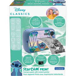 Lexibook, Disney Stitch, Appareil Photo StarCAM Print avec imprimante instantanée, Fonctions Photo et vidéo, Carte Micro-SD 32Go