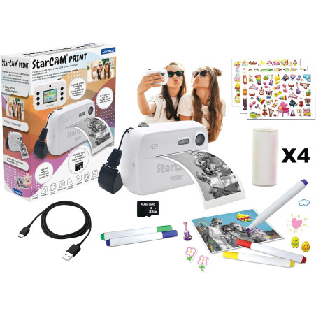 Lexibook, StarCAM Print, Appareil Photo avec imprimante instantanée, Fonctions Photo et vidéo, Carte Micro-SD 32Go et kit de Per