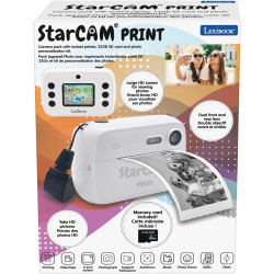Lexibook, StarCAM Print, Appareil Photo avec imprimante instantanée, Fonctions Photo et vidéo, Carte Micro-SD 32Go et kit de Per