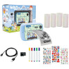 Lexibook, bleuy, appareil photo starcam print avec imprimante instantanée, fonctions photo et vidéo, carte micro-sd 32go et kit 