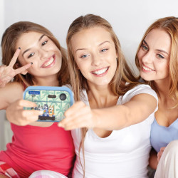 Lexibook, bleuy, appareil photo starcam print avec imprimante instantanée, fonctions photo et vidéo, carte micro-sd 32go et kit 