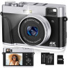 Appareil photo numérique 4K avec viseur optique, autofocus 48 MP, zoom numérique 16X, stabilisation d'image, flash intégré, cart