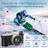 Appareil photo numérique 4K avec viseur optique, autofocus 48 MP, zoom numérique 16X, stabilisation d'image, flash intégré, cart