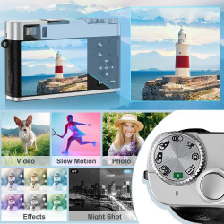 Appareil photo numérique 4K avec viseur optique, autofocus 48 MP, zoom numérique 16X, stabilisation d'image, flash intégré, cart