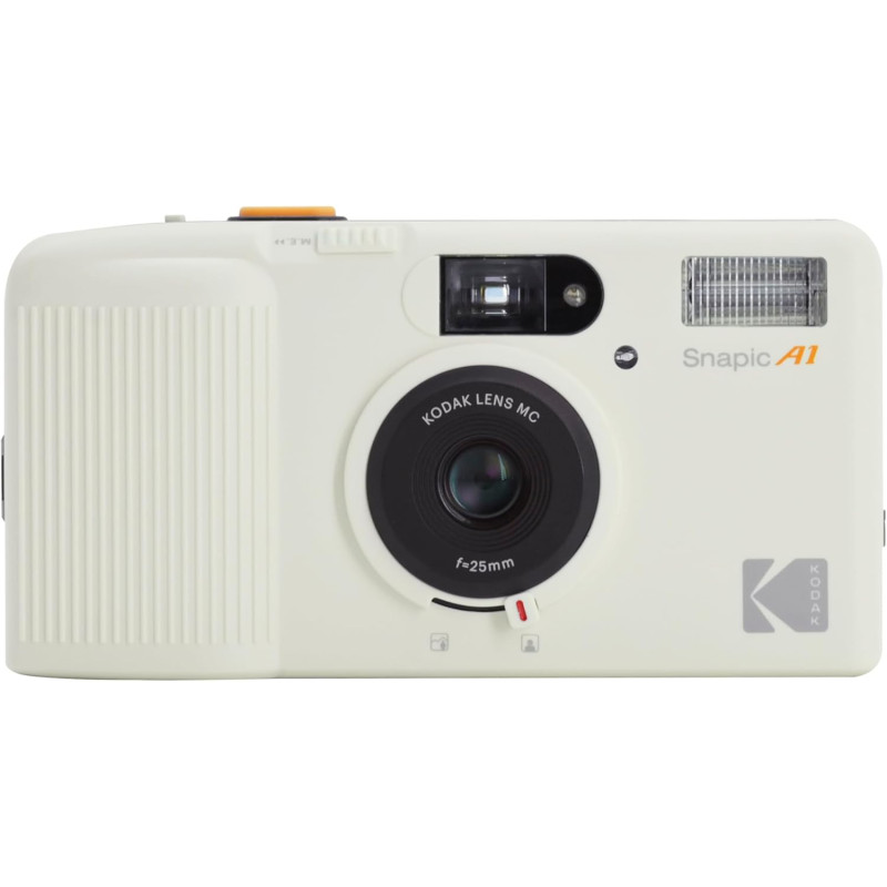 Kodak Snapic A1 – Appareil Photo Argentique 35mm Réutilisable avec Objectif en Verre à 3 Éléments, Grand Angle 25mm, Mise au Poi