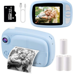 GlobalCrown Appareils Photo enfant instantanée,3,5 pouces impression instantanée Caméra numérique vidéo pour 3-12 ans enfants (i