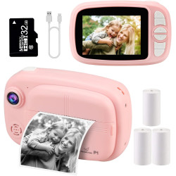 GlobalCrown Appareils Photo enfant instantanée,3,5 pouces Appareils photo instantané enfant impression instantanée Caméra numéri