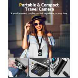 Appareil Photo numérique, Autofocus 4K Appareil Photo Compact avec Carte mémoire 32 Go, Double Objectif HD 48 MP, Zoom numérique