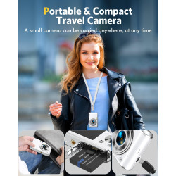 Appareil Photo numérique, Autofocus 4K Appareil Photo Compact avec Carte mémoire 32 Go, Double Objectif HD 48 MP, Zoom numérique