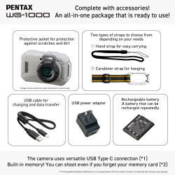 Appareil Photo numérique Compact étanche PENTAX WG-1000 (Gris), conçu pour la Photographie décontractée en extérieur et sous-Mar