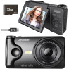 Appareil Photo numérique 4K 64MP Autofocus Pliable 3,0 Pouces 180° Rechargeable Portable pour Photos&Vlogs & 20 Filtres 2000mAh 