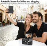 Appareil Photo numérique 4K 64MP Autofocus Pliable 3,0 Pouces 180° Rechargeable Portable pour Photos&Vlogs & 20 Filtres 2000mAh 