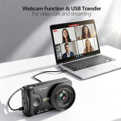 Appareil Photo numérique 4K 64MP Autofocus Pliable 3,0 Pouces 180° Rechargeable Portable pour Photos&Vlogs & 20 Filtres 2000mAh 