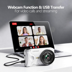 Appareil Photo numérique 4K 64MP Autofocus Pliable 3,0 Pouces 180° Rechargeable Portable pour Photos&Vlogs & 20 Filtres 2000mAh 