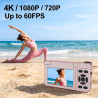 Appareil Photo numérique 4K 64MP Autofocus Pliable 3,0 Pouces 180° Rechargeable Portable pour Photos&Vlogs & 20 Filtres 2000mAh 