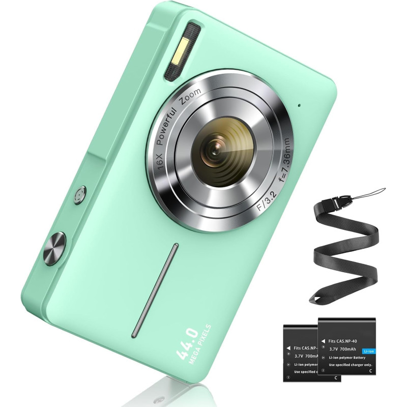 Appareil Photo numérique 44 MP FHD 1080P 16X Zoom numérique avec Batterie Appareil Photo numérique Portable Simple pour Enfants,