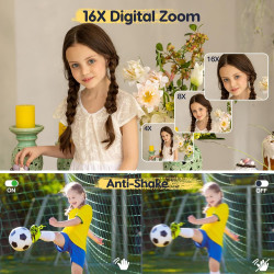 Appareil Photo numérique 44 MP FHD 1080P 16X Zoom numérique avec Batterie Appareil Photo numérique Portable Simple pour Enfants,