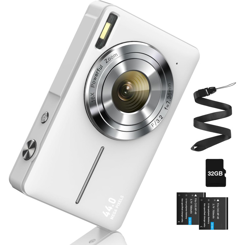 Appareil photo numérique 1080P 44MP avec carte 32G 16X zoom numérique avec batterie Appareil photo numérique portable simple pou