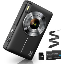 Appareil photo numérique 1080P 44MP avec carte FHD de 32G - Appareil photo avec zoom numérique 16X - Appareil photo numérique po