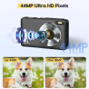 Appareil photo numérique 1080P 44MP avec carte FHD de 32G - Appareil photo avec zoom numérique 16X - Appareil photo numérique po